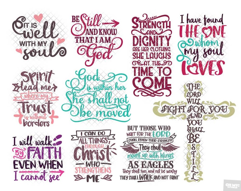 Bible Verse SVG Bundle Scripture Christian Quotes Inspirational svg dxf eps jpeg format layered cut files clipart die cut cricut silhouette image 1