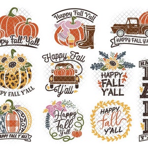 Happy Fall Y'all SVG Bundle svg dxf eps jpeg png format layered cutting files clipart die cut decal vinyl cricut silhouette