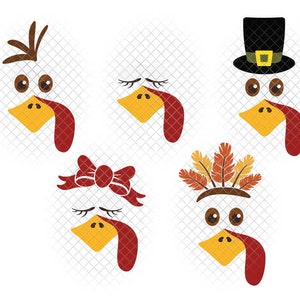 Turkey Face SVG Thanksgiving Fall Eyelash svg dxf eps jpeg png format layered cutting files clipart die cut decal vinyl cricut silhouette