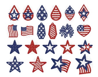 American Flag Earrings SVG 4th of July svg dxf eps jpeg png format layered cutting files clipart die cut decal vinyl cricut silhouette