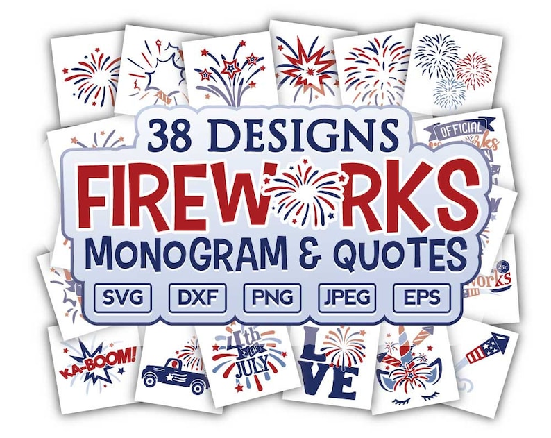 Download Fireworks SVG Monogram Quotes Bundle 4th of July svg dxf eps | Etsy