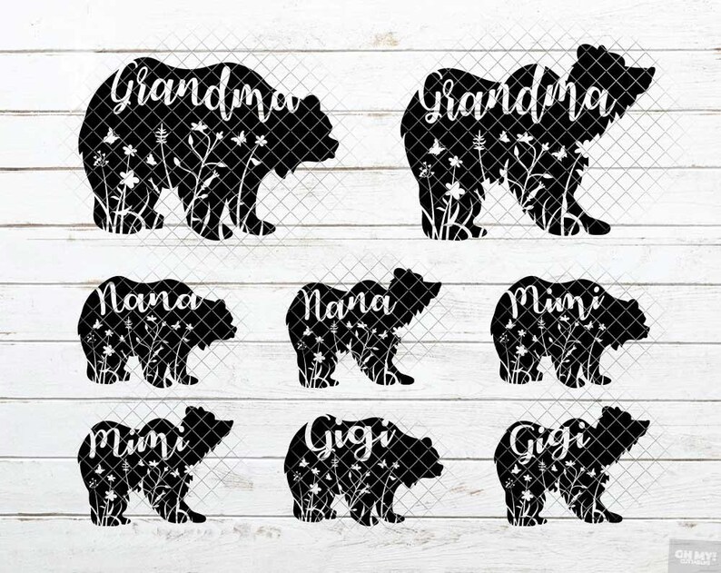 Download Grandma Bear SVG Grandmother Nana Gigi Mimi Sublimation | Etsy