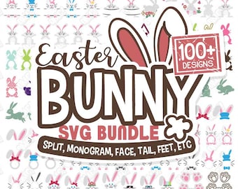 Bunny SVG Easter Monogram Split Rabbit svg dxf eps jpeg png format layered cutting files clipart die cut cricut silhouette
