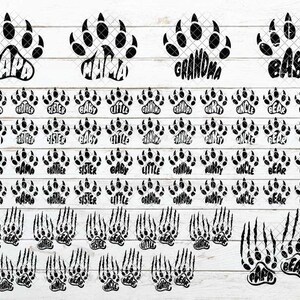 Bear Family Cut Files Vol. 2 Paw Clipart Sublimation Télécharger svg dxf eps jpeg png clipart cricut silhouette cut files