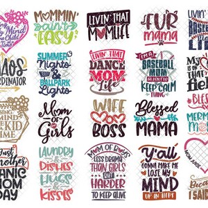 Mom Life SVG & Sublimation Bundle mères jour svg dxf eps png format superposé fichiers de coupe clipart die coupe décalque vinyle cricut silhouette
