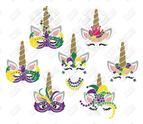 Download Mardi Gras Unicorn Svg Bundle Beads Jester Hat King Cake Svg Etsy