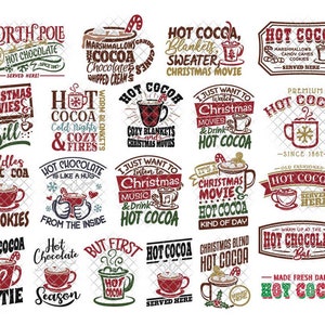 Hot Chocolate SVG Cocoa Bar Christmas Sign Shirt svg dxf eps png format layered cutting files clipart die cut decal vinyl cricut silhouette