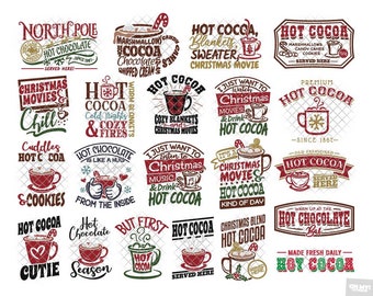 Hot Chocolate SVG Cocoa Bar Christmas Sign Shirt svg dxf eps png format layered cutting files clipart die cut decal vinyl cricut silhouette