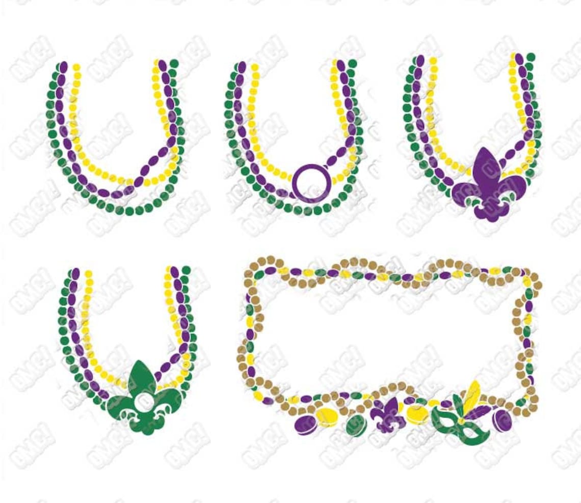 Download Mardi Gras Beads SVG Bundle Monogram Mask Quotes svg dxf ...