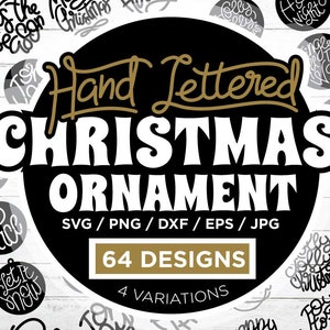 Christmas Ornament SVG - Hand Lettered Rounds Words Bauble Disc Decoration Papercut svg dxf eps png clipart cricut silhouette cut files