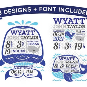 Wal Geburt Stats Ankündigung SVG-Vorlage dxf eps Format Datei mit Ebenen Schneidedateien Clipart sterben Schnitt Aufkleber Vinyl Cricut Silhouette
