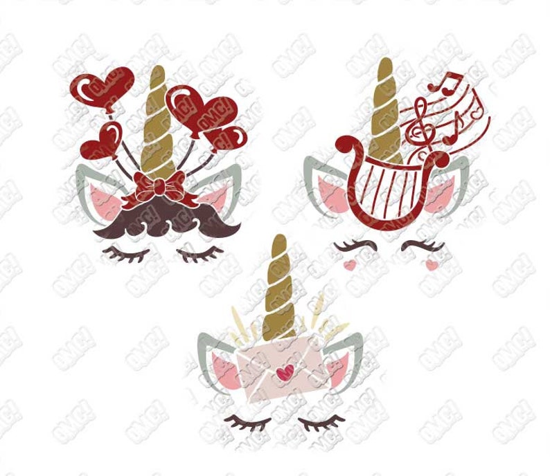 Download Valentine Unicorn SVG Bundle Eyelashes Face Girl Boy svg dxf | Etsy