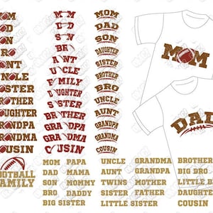 Fußball Familie SVG Shirt Design Mama Papa Bruder Schwester Tante Onkel Opa Oma Svg Dxf Eps Jpeg Png Clipart Cricut Kontur geschnitten Dateien