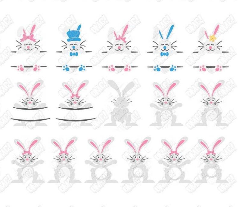 Download Bunny SVG Easter Monogram Split Rabbit svg dxf eps jpeg ...