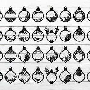 Christmas Baubles SVG Personalized Ornaments Laser Cut Template Cut Files