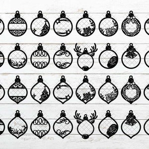Palline di Natale SVG Ornamenti personalizzati Laser Cut Template Cut Files