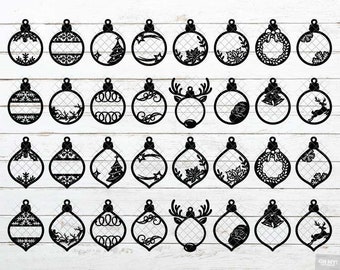 Christmas Baubles SVG Personalized Ornaments Laser Cut Template Cut Files
