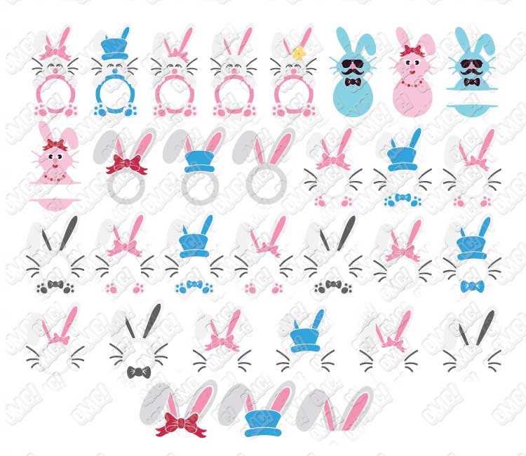 Bunny SVG Easter Monogram Split Rabbit Svg Dxf Eps Jpeg Png | Etsy