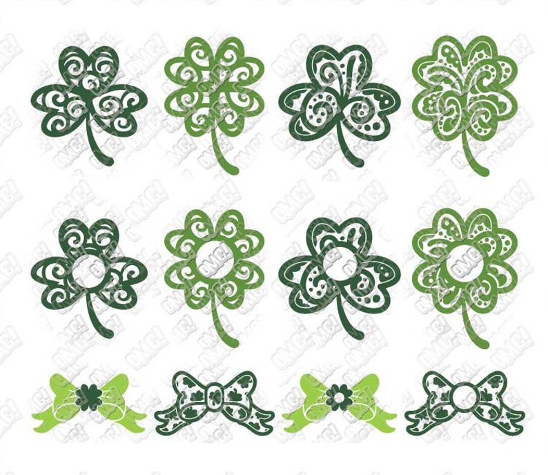 Shamrock Svg Monogram Clover Four Leaf Svg Dxf Eps Png Format Etsy