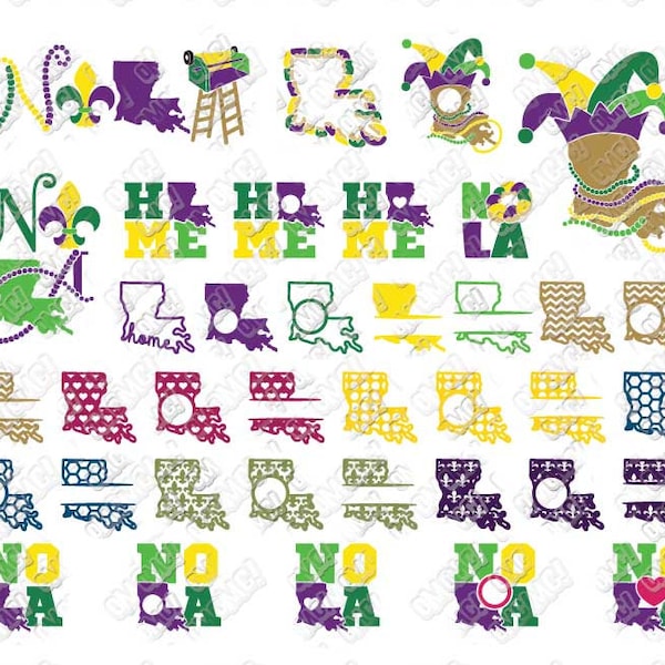 Louisiana SVG New Orleans New Orleans Mardi Gras stand Karte Svg Dxf Eps Jpeg Png Format geschichtet Dateien Clipart Stanzform geschnittene Cricut silhouette