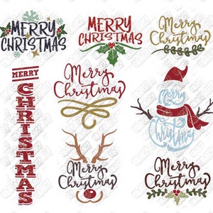 Pacote SVG de Feliz Natal, citações, provérbios, boneco de neve, visco, svg, dxf, eps, jpeg, png, arquivos de corte, clipart, corte, silhueta, cricut