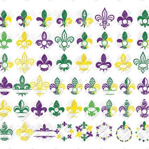 Fleur de lys SVG monogramme Mardi Gras en Louisiane svg dxf eps jpeg png format layered coupe fichiers clipart die coupe cricut silhouette