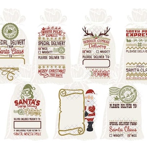 Santa Sack SVG Bundle Template Personalized North Pole Ugly Christmas svg dxf eps jpeg format cut files clipart die cut cricut silhouette