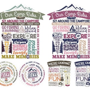 Camping Rules SVG dxf eps jpeg png format layered cutting files clipart die cut cricut silhouette