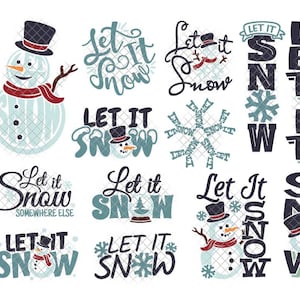 Let It Snow SVG Snowman Christmas Bundle & Sublimation svg dxf eps png cutting files clipart cricut silhouette