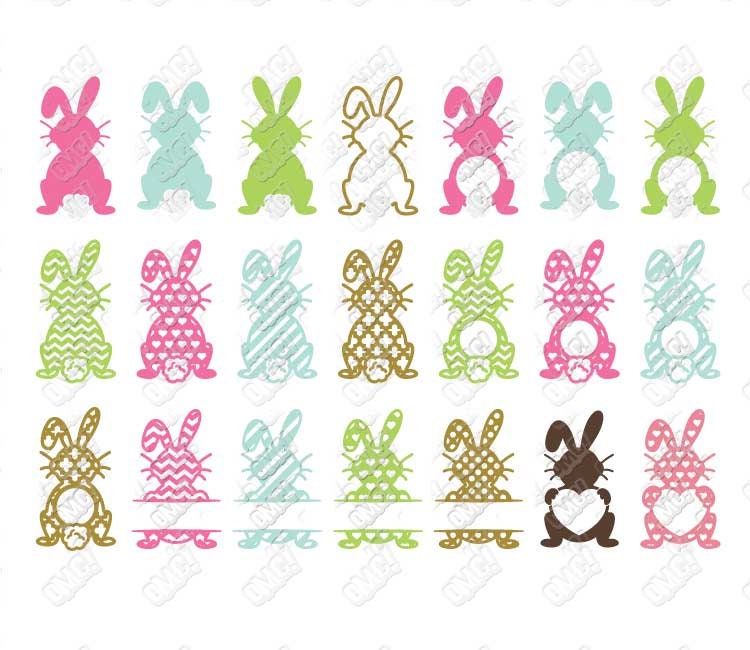 Bunny SVG Easter Monogram Split Rabbit Svg Dxf Eps Jpeg Png | Etsy
