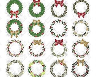 Paquete SVG de corona navideña con monograma, guirnalda, formato SVG, DXF, EPS, JPEG y PNG, archivos de corte en capas, clipart, troquelado, Cricut, silueta