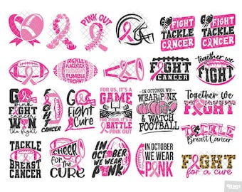 Breast Cancer Football SVG & Sublimation Designs Awareness Pink Ribbon with png dxf eps silhouette cricut
