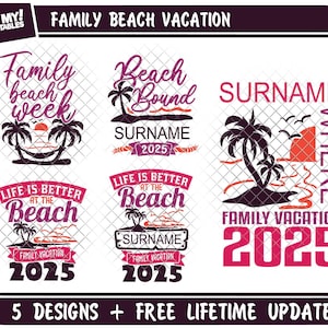 Family Beach Vacation SVG Beach Bound svg dxf eps jpeg png format layered cutting files clipart die cut decal vinyl cutter cricut silhouette
