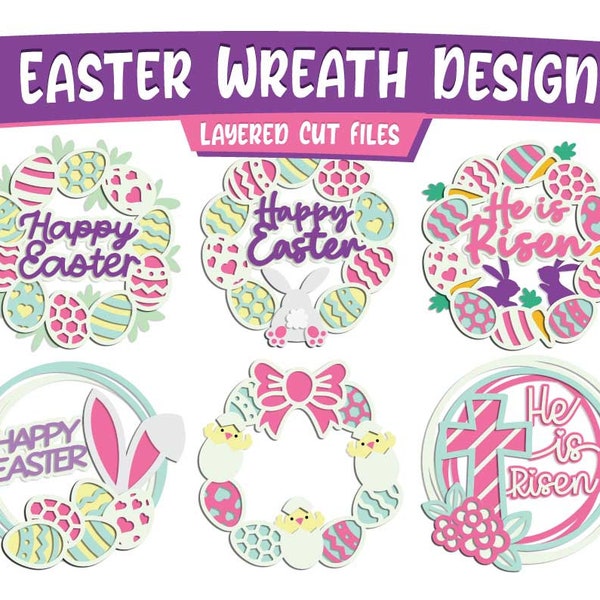 3D Easter Wreath SVG Laser Cut Files Design Bundle Mandala dxf png eps cricut silhouette