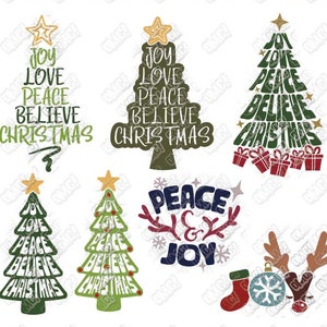 Alegría, paz, amor, SVG, Navidad, palabras, metro, arte, formato SVG, DXF, EPS, JPEG, PNG, archivos de corte en capas, clipart, troquelado, Cricut, silueta