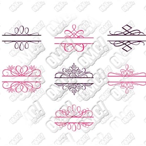 Samantha Split Flourish svg dxf eps jpeg format layered cutting files download die cut decal vinyl cutter cricut silhouette