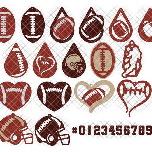 Football Earrings SVG dxf eps jpeg png format layered cutting files clipart die cut decal vinyl cricut silhouette