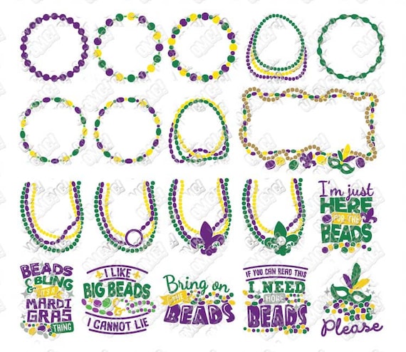 Download Mardi Gras Beads Svg Bundle Monogram Mask Quotes Svg Dxf Eps Etsy