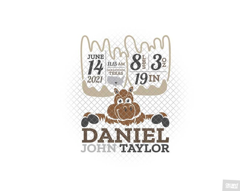 Moose Birth Stats Announcement SVG Template Dxf Eps Format Etsy