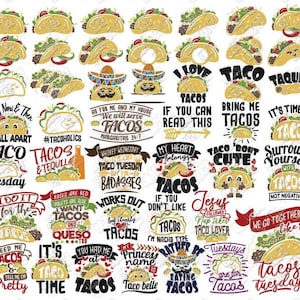 Taco SVG-bestand bundel shirt zinnen citaten citaten monogram svg dxf eps jpeg png-formaat gelaagde snijden bestanden clipart gestanst cricut silhouet