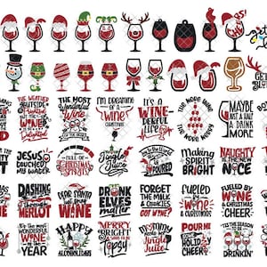 Christmas Wine Glass SVG Label Ornaments Sayings Quotes svg dxf png eps cricut silhouette cut files