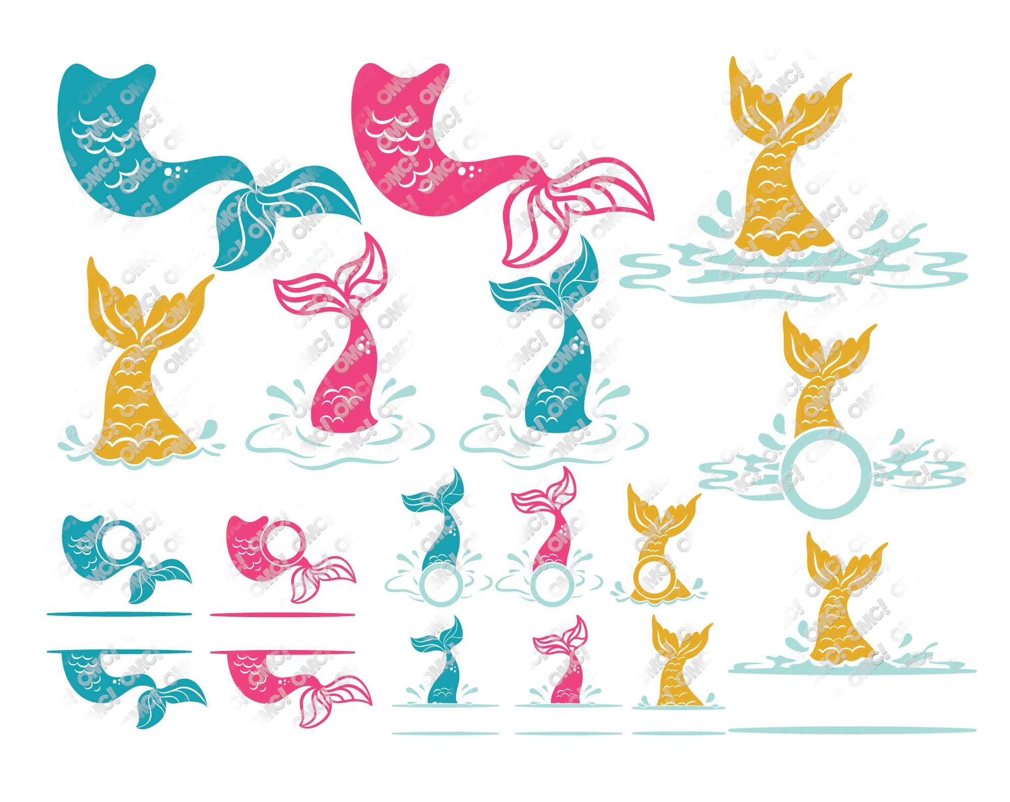 Download Mermaid Tail Svg Fish Monogram Split Svg Dxf Eps Jpeg Png Etsy