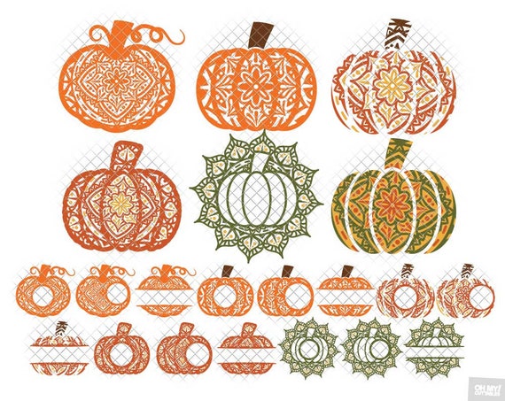 Download Pumpkin Mandala Svg Monogram Split Svg Dxf Eps Jpeg Png Format Etsy