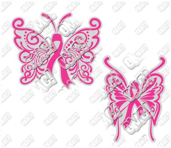 Download Filigree Butterfly Awareness Swirly Cancer Ribbon Svg Dxf Eps Etsy