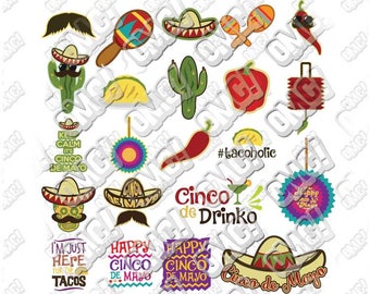 Cinco de Mayo Bundle svg dxf eps jpeg format layered cutting files clipart screen print die cut decal vinyl cutter cricut silhouette