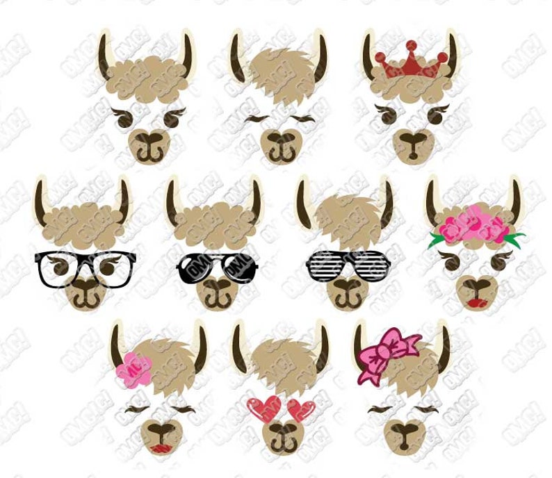 Download Llama SVG Bundle Face Eyelash Monogram svg dxf eps jpeg ...