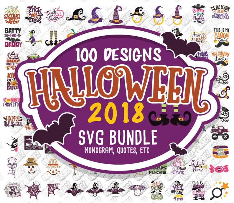 Halloween Svg 2018 Bundle Monogram Quotes Svg Dxf Eps Jpeg Png Etsy