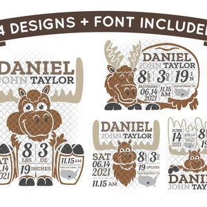Moose Birth Stats Anuncio SVG Template dxf eps formato archivos de corte en capas clipart troquel corte vinilo cricut silueta