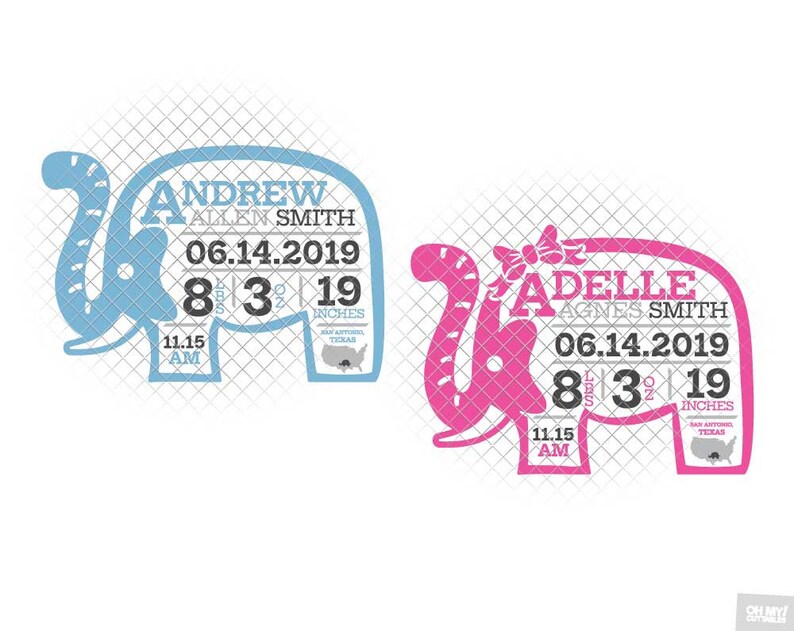 Download Birth Stats Elephant Svg Free : Elephant Baby Birth ...