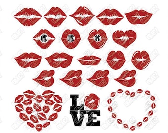 Lips SVG Bundle Kissing svg dxf eps jpeg png format layered cutting files clipart screen print die cut decal vinyl cutter cricut silhouette